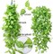 Artificial Hanging Plants 2pcs Fake Hanging Ivy Plants UV Resistant Plastic (Green) 9.8"D x 9.8"W x 44"H